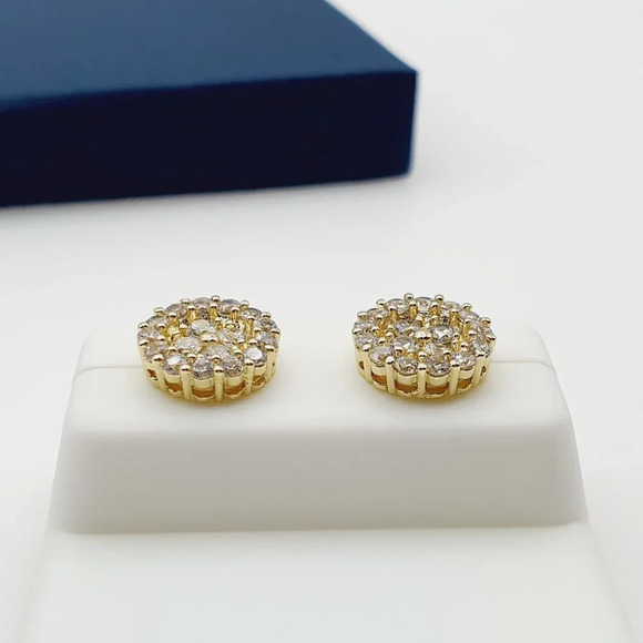 "14K Gold Plated Cubic Zircon Earrings, INUS1BR103 - Picture 8 of 9